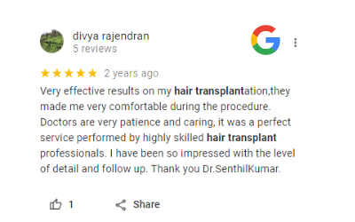 Review From Patient for Hair Transplant