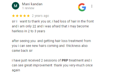 PRP hair treatment review from patient